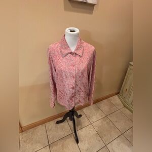 Erin London Women’s Button Down Shirt with a Raised Brocade look Size Large